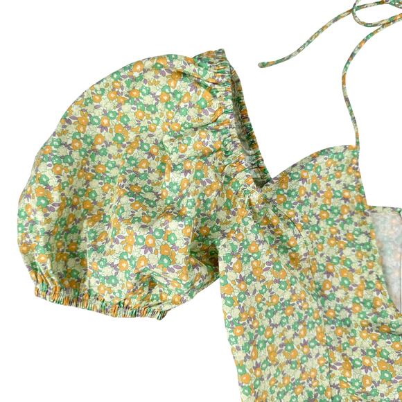 Another Girl Urban outfitters NWT Green Floral Cropped Puff Top & Mini Skirt Set - Picture 10 of 16